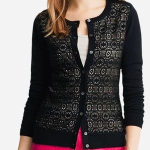 Banana republic black laser lace cardigan sweater
